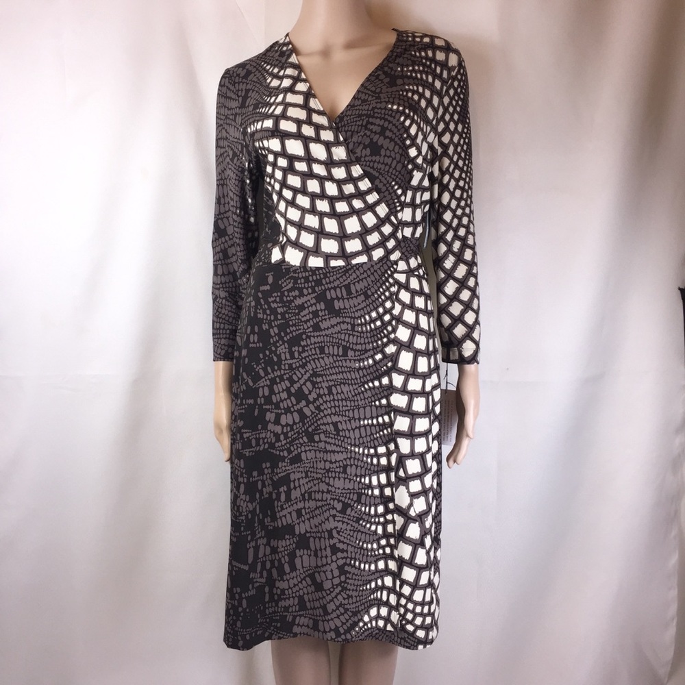 Etcetera 3/4 Sleeve Animal Print Wrap Dress